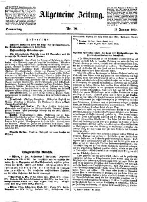 Allgemeine Zeitung Donnerstag 18. Januar 1855