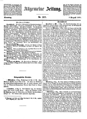 Allgemeine Zeitung Sonntag 5. August 1855