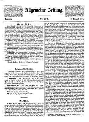 Allgemeine Zeitung Sonntag 12. August 1855