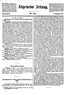 Allgemeine Zeitung Samstag 18. August 1855