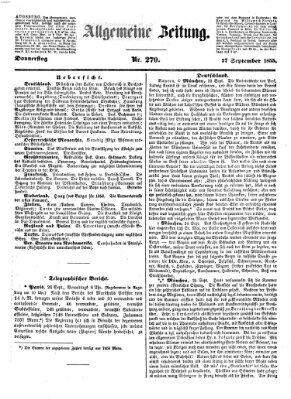 Allgemeine Zeitung Donnerstag 27. September 1855