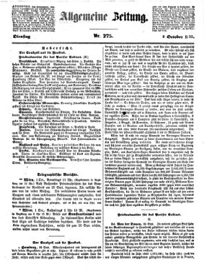 Allgemeine Zeitung Dienstag 2. Oktober 1855