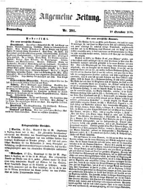 Allgemeine Zeitung Donnerstag 18. Oktober 1855