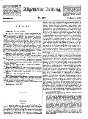 Allgemeine Zeitung Samstag 20. Oktober 1855