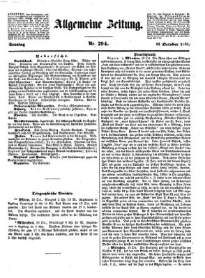 Allgemeine Zeitung Sonntag 21. Oktober 1855