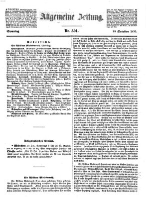 Allgemeine Zeitung Sonntag 28. Oktober 1855