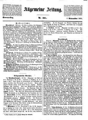 Allgemeine Zeitung Donnerstag 1. November 1855