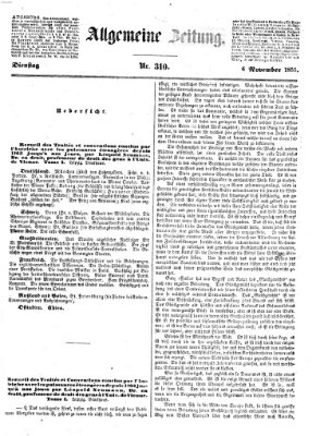 Allgemeine Zeitung Dienstag 6. November 1855