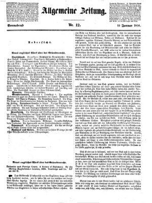 Allgemeine Zeitung Samstag 12. Januar 1856