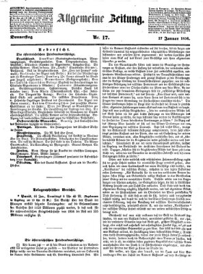 Allgemeine Zeitung Donnerstag 17. Januar 1856