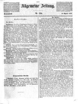 Allgemeine Zeitung Samstag 19. April 1856