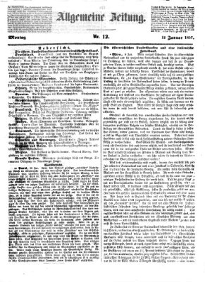 Allgemeine Zeitung Montag 12. Januar 1857