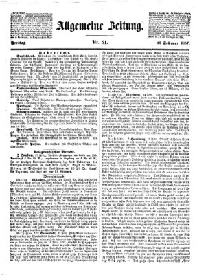 Allgemeine Zeitung Freitag 20. Februar 1857