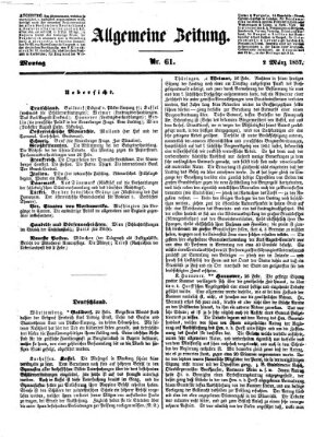 Allgemeine Zeitung Montag 2. März 1857