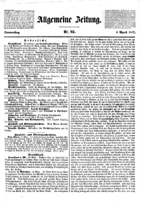 Allgemeine Zeitung Donnerstag 2. April 1857