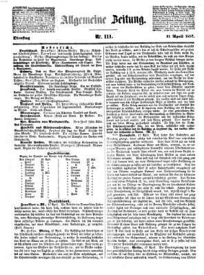 Allgemeine Zeitung Dienstag 21. April 1857