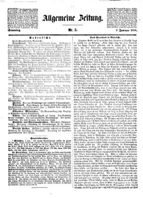 Allgemeine Zeitung Sonntag 3. Januar 1858