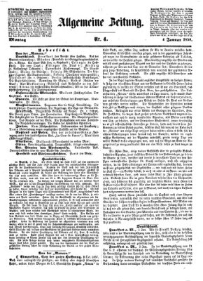 Allgemeine Zeitung Montag 4. Januar 1858