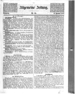 Allgemeine Zeitung Sonntag 31. Januar 1858