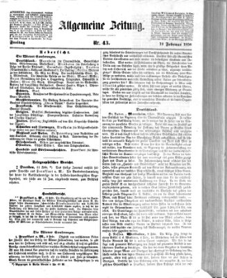 Allgemeine Zeitung Freitag 12. Februar 1858