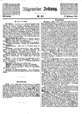 Allgemeine Zeitung Mittwoch 17. Februar 1858