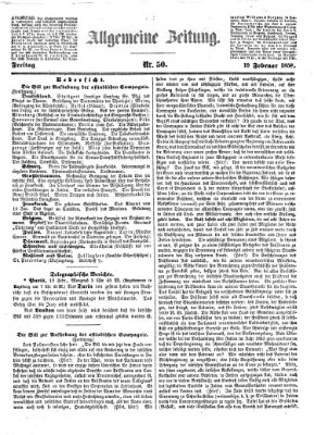 Allgemeine Zeitung Freitag 19. Februar 1858