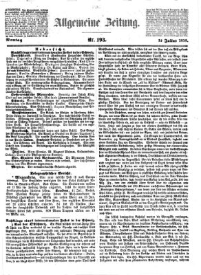 Allgemeine Zeitung Montag 12. Juli 1858