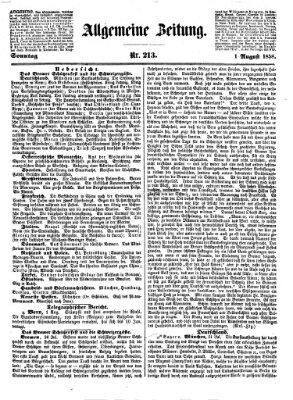 Allgemeine Zeitung Sonntag 1. August 1858