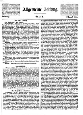 Allgemeine Zeitung Montag 2. August 1858