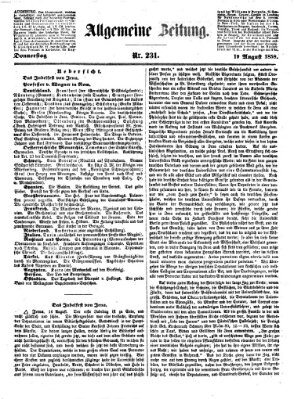 Allgemeine Zeitung Donnerstag 19. August 1858