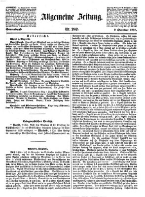 Allgemeine Zeitung Samstag 9. Oktober 1858