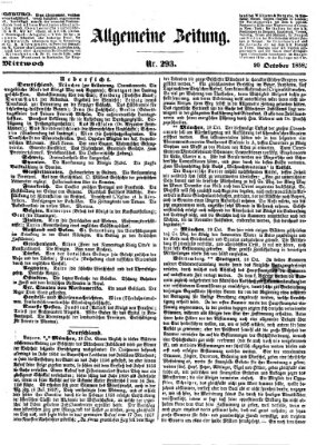 Allgemeine Zeitung Mittwoch 20. Oktober 1858