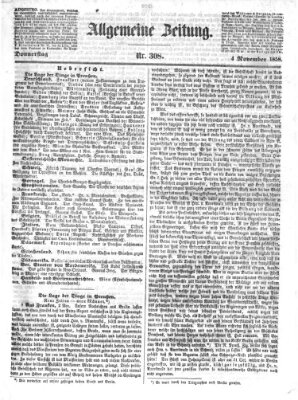 Allgemeine Zeitung Donnerstag 4. November 1858