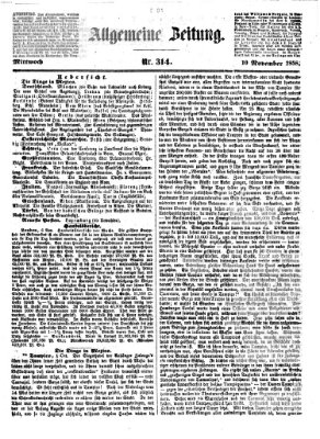 Allgemeine Zeitung Mittwoch 10. November 1858