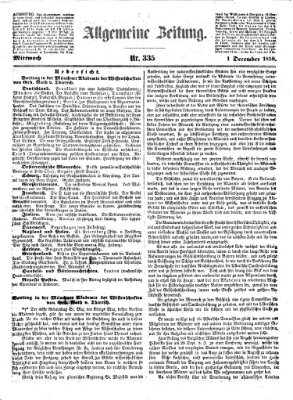 Allgemeine Zeitung Mittwoch 1. Dezember 1858