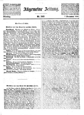 Allgemeine Zeitung Dienstag 7. Dezember 1858