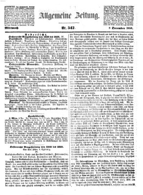 Allgemeine Zeitung Mittwoch 8. Dezember 1858