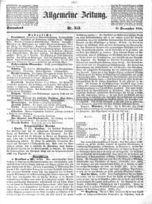 Allgemeine Zeitung Samstag 18. Dezember 1858