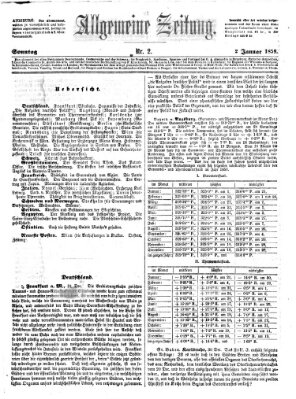 Allgemeine Zeitung Sonntag 2. Januar 1859