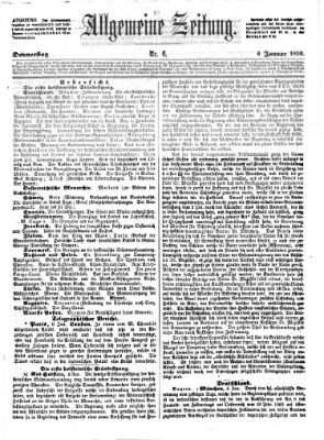 Allgemeine Zeitung Donnerstag 6. Januar 1859