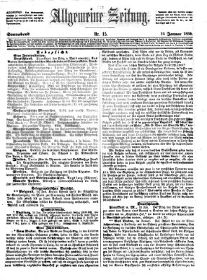 Allgemeine Zeitung Samstag 15. Januar 1859