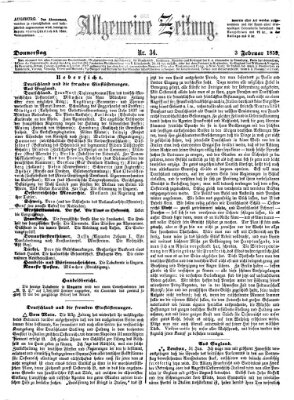 Allgemeine Zeitung Donnerstag 3. Februar 1859