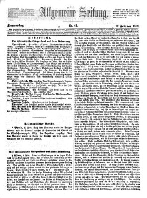 Allgemeine Zeitung Donnerstag 10. Februar 1859