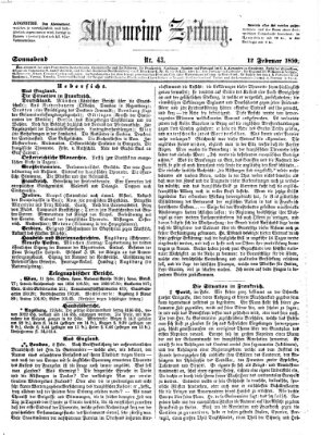 Allgemeine Zeitung Samstag 12. Februar 1859