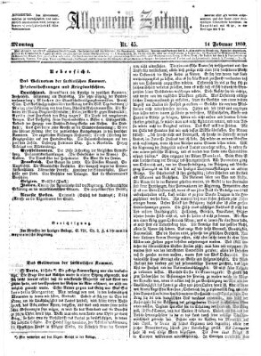 Allgemeine Zeitung Montag 14. Februar 1859