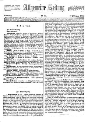 Allgemeine Zeitung Dienstag 22. Februar 1859