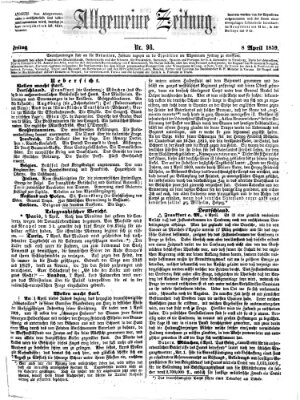 Allgemeine Zeitung Freitag 8. April 1859