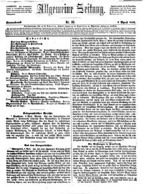 Allgemeine Zeitung Samstag 9. April 1859