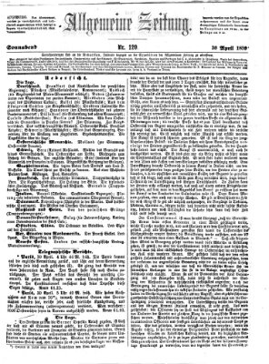 Allgemeine Zeitung Samstag 30. April 1859