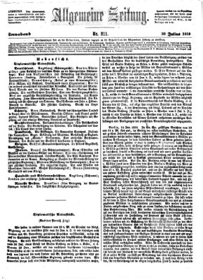 Allgemeine Zeitung Samstag 30. Juli 1859